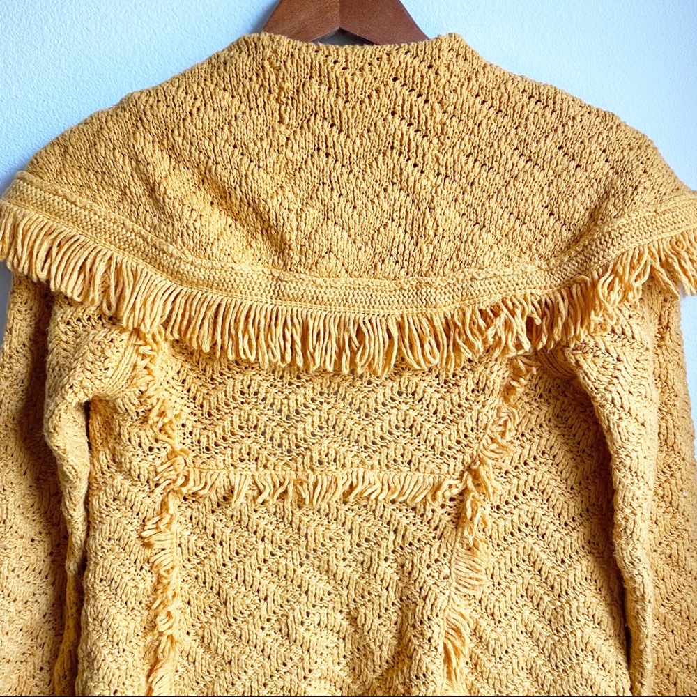 Anthropologie Angel of the North Chevron Cardigan Mustard Yellow SP - Picture 6 of 8